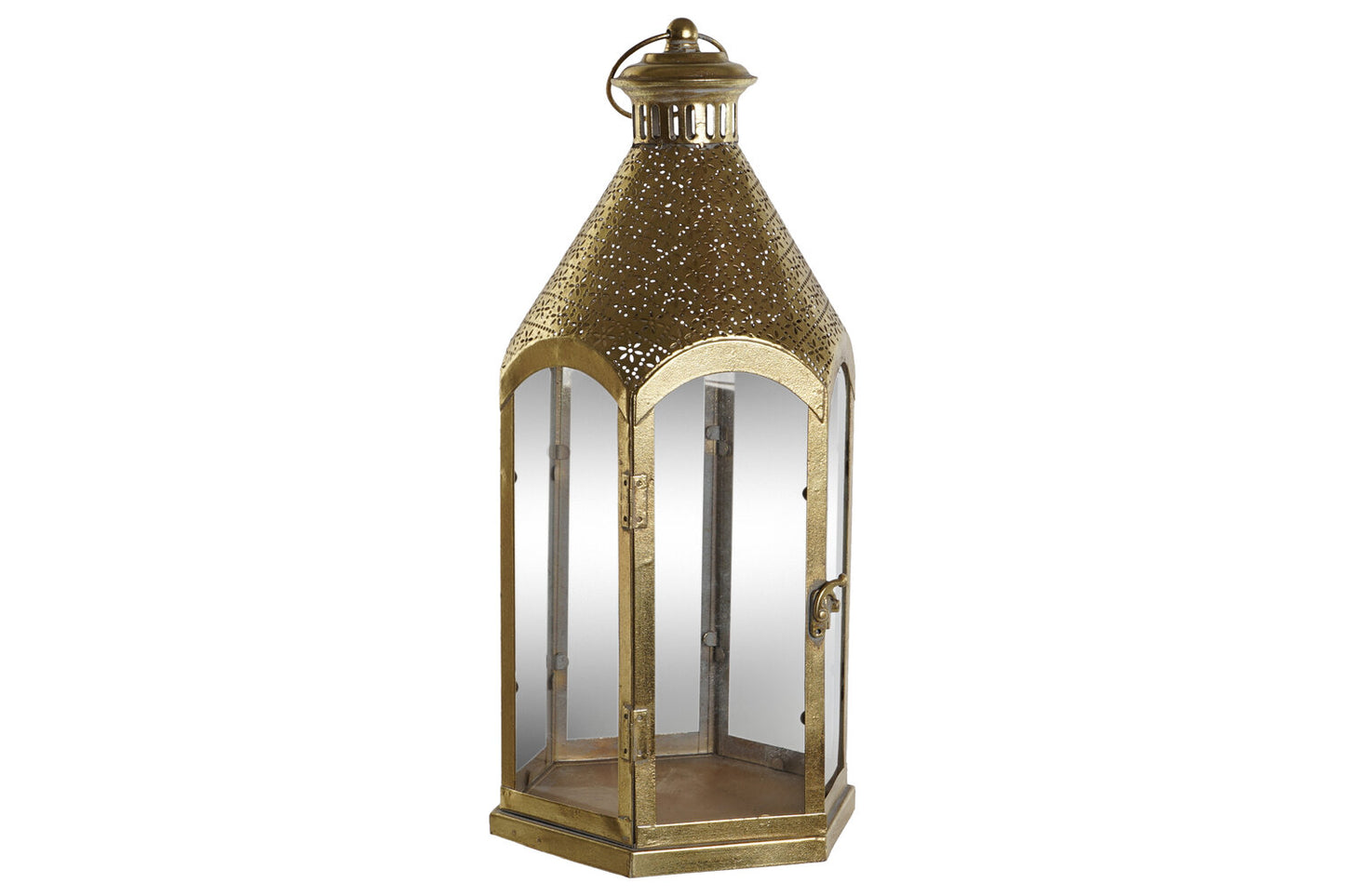 PORTAVELA METAL CRISTAL 23X23X48 DORADO