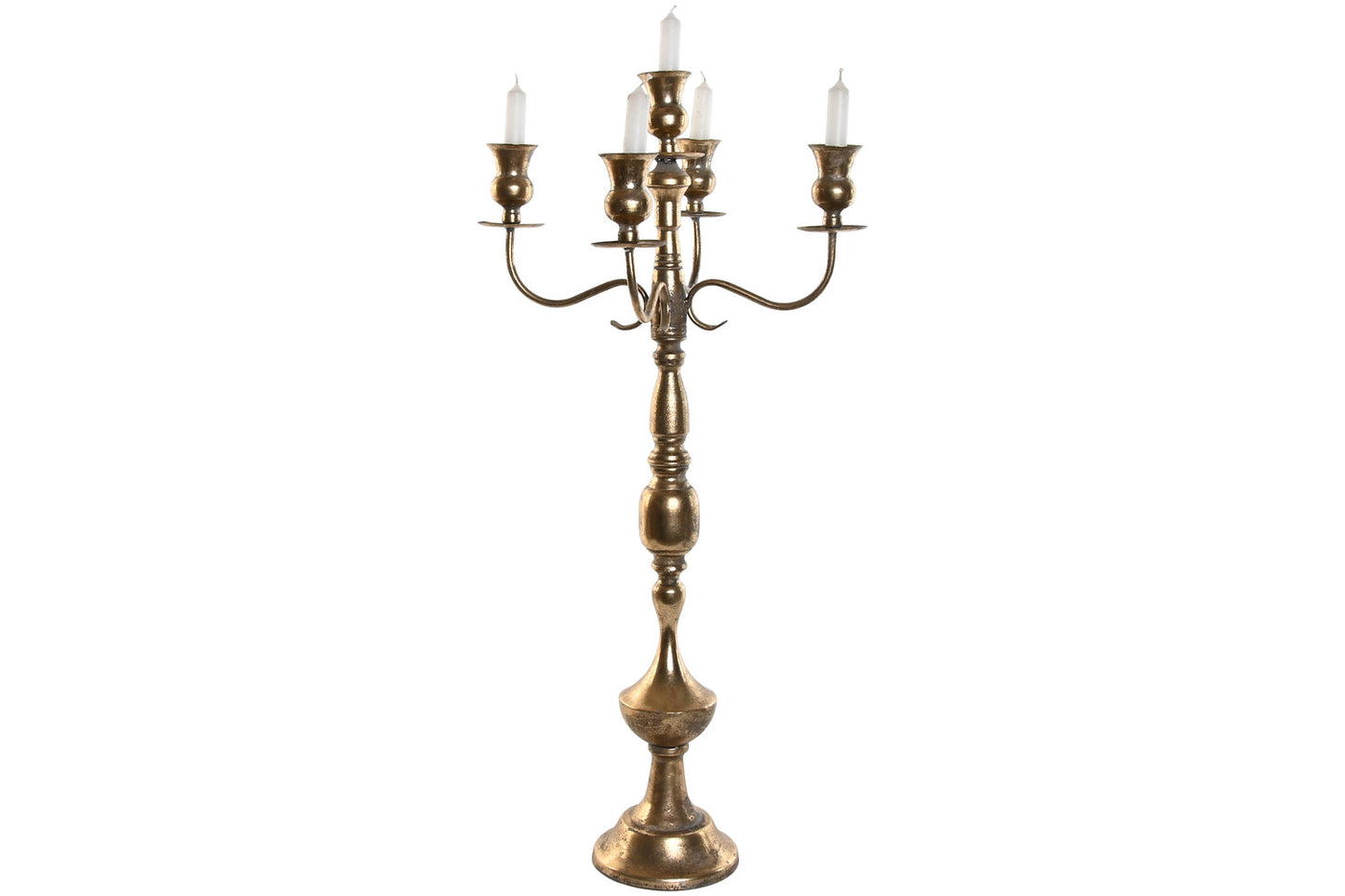 CANDELABRO METAL 38:5X38:5X80 5BRAZOS DORADO