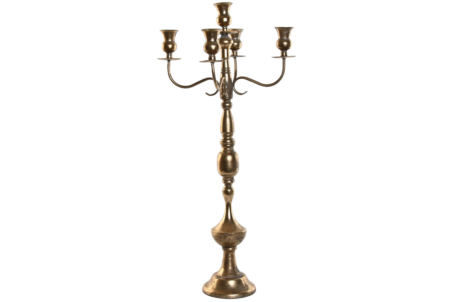 CANDELABRO METAL 38:5X38:5X80 5BRAZOS DORADO