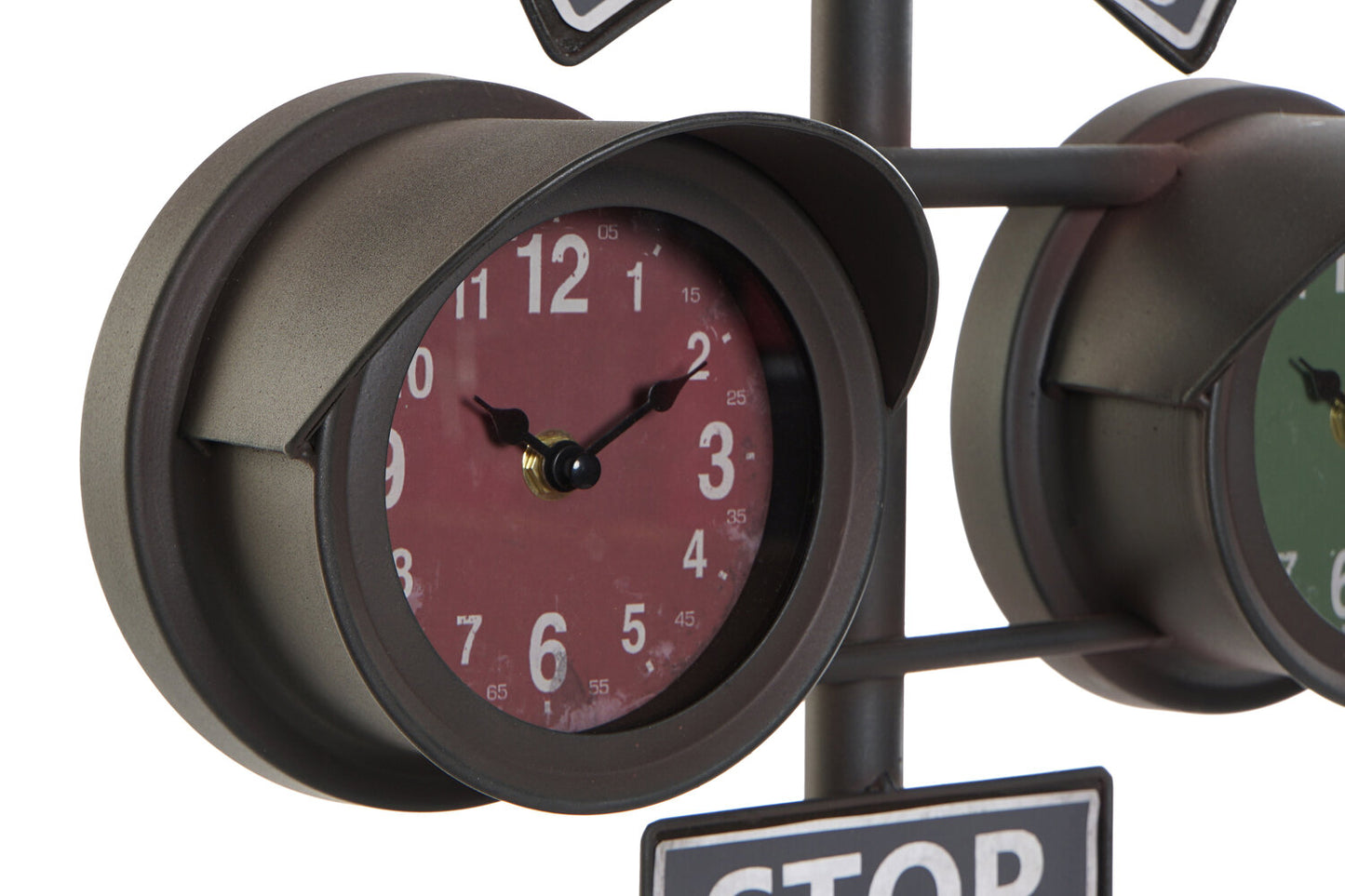 RELOJ SOBREMESA HIERRO CRISTAL 36X22X52 SEMAFORO