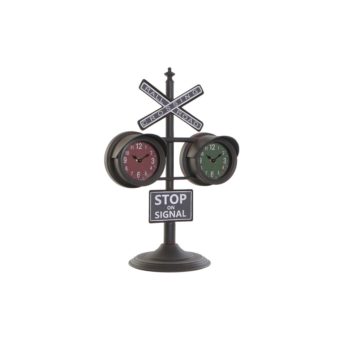 RELOJ SOBREMESA HIERRO CRISTAL 36X22X52 SEMAFORO