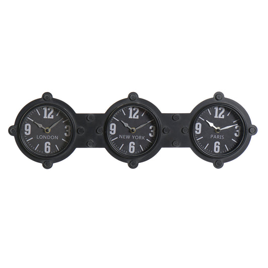 RELOJ PARED HIERRO CRISTAL 58X6:5X18 NEGRO
