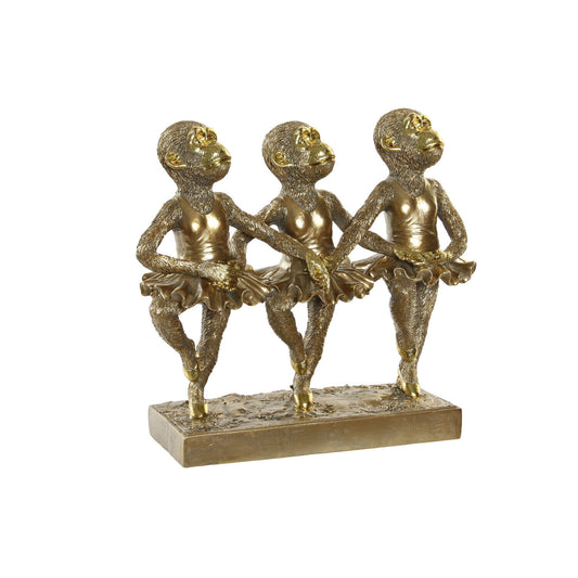 FIGURA RESINA 32:5X12:5X29 MONOS BALLET DORADO