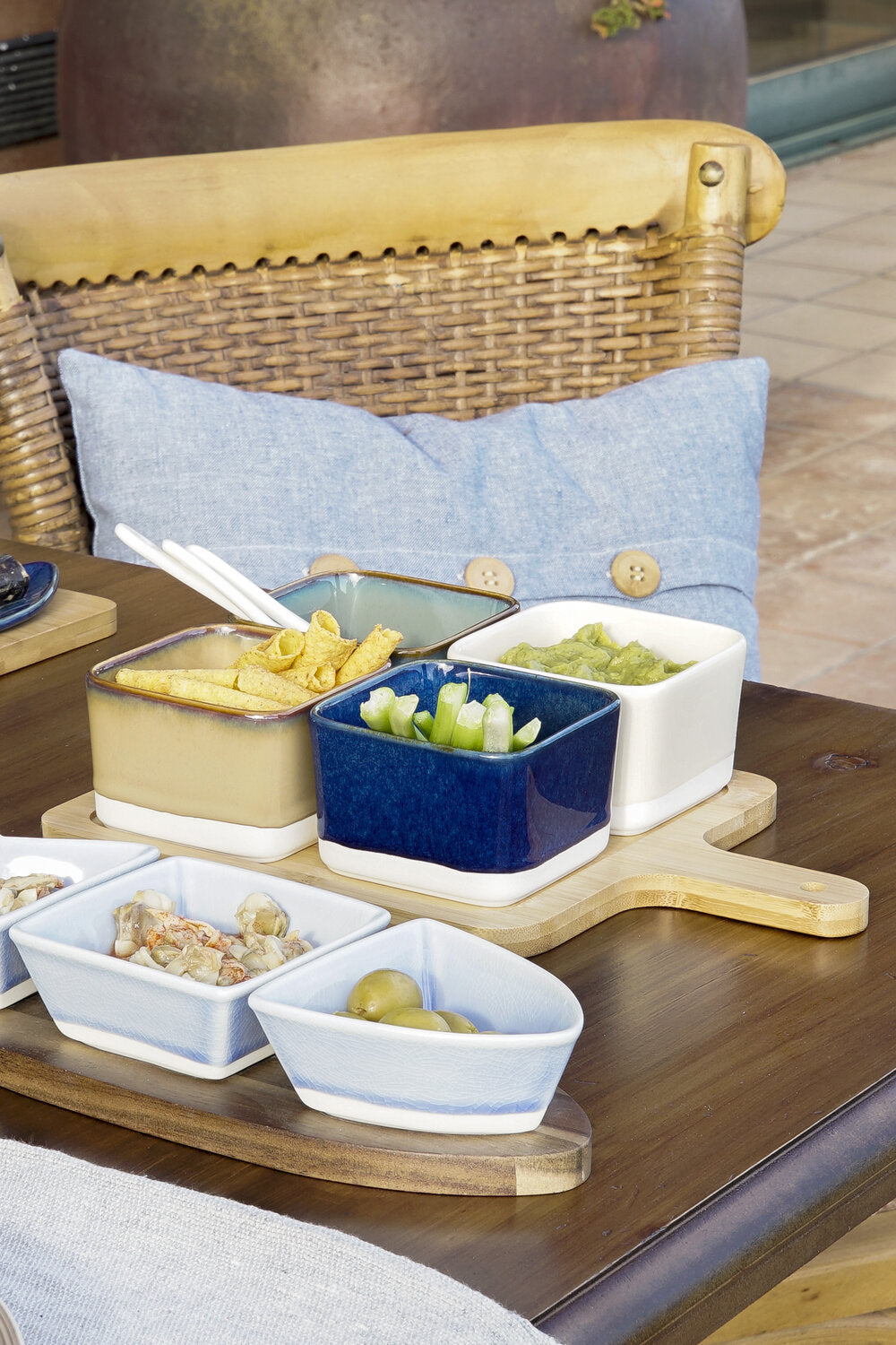 APERITIVO SET 5 BAMBU PORCELANA 27X20X1:3 MARRON