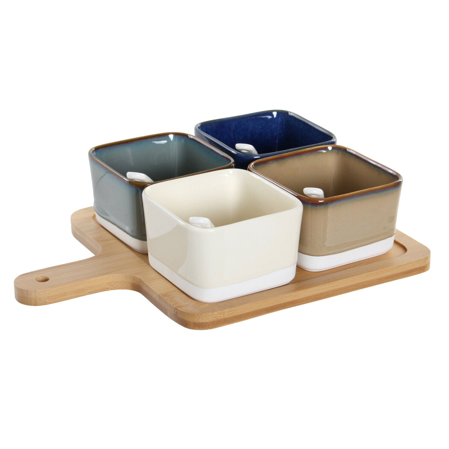 APERITIVO SET 5 BAMBU PORCELANA 27X20X1:3 MARRON