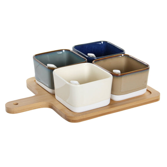APERITIVO SET 5 BAMBU PORCELANA 27X20X1:3 MARRON