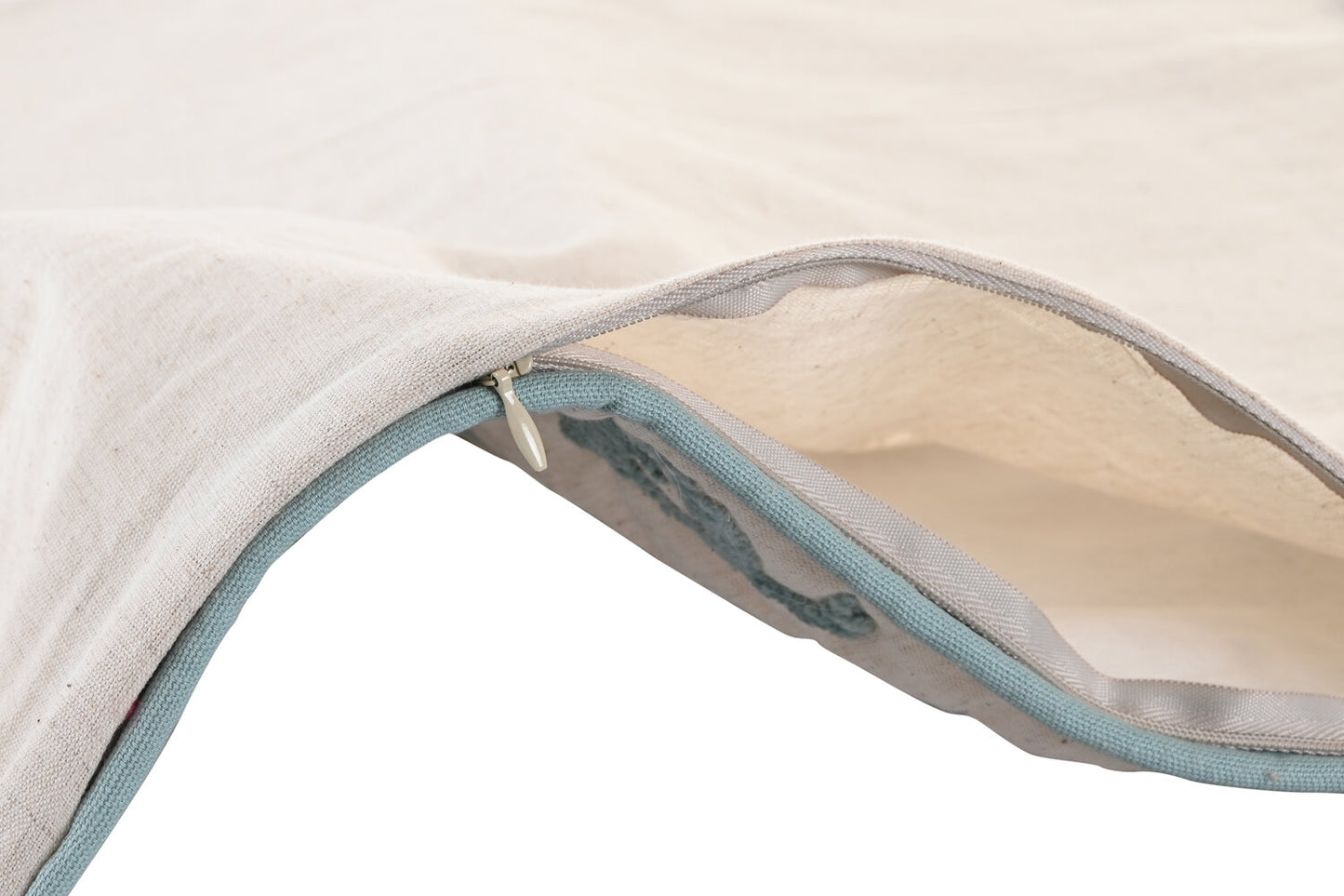 FUNDA COJIN ALGODON 50X1X50 BORDADO AZUL