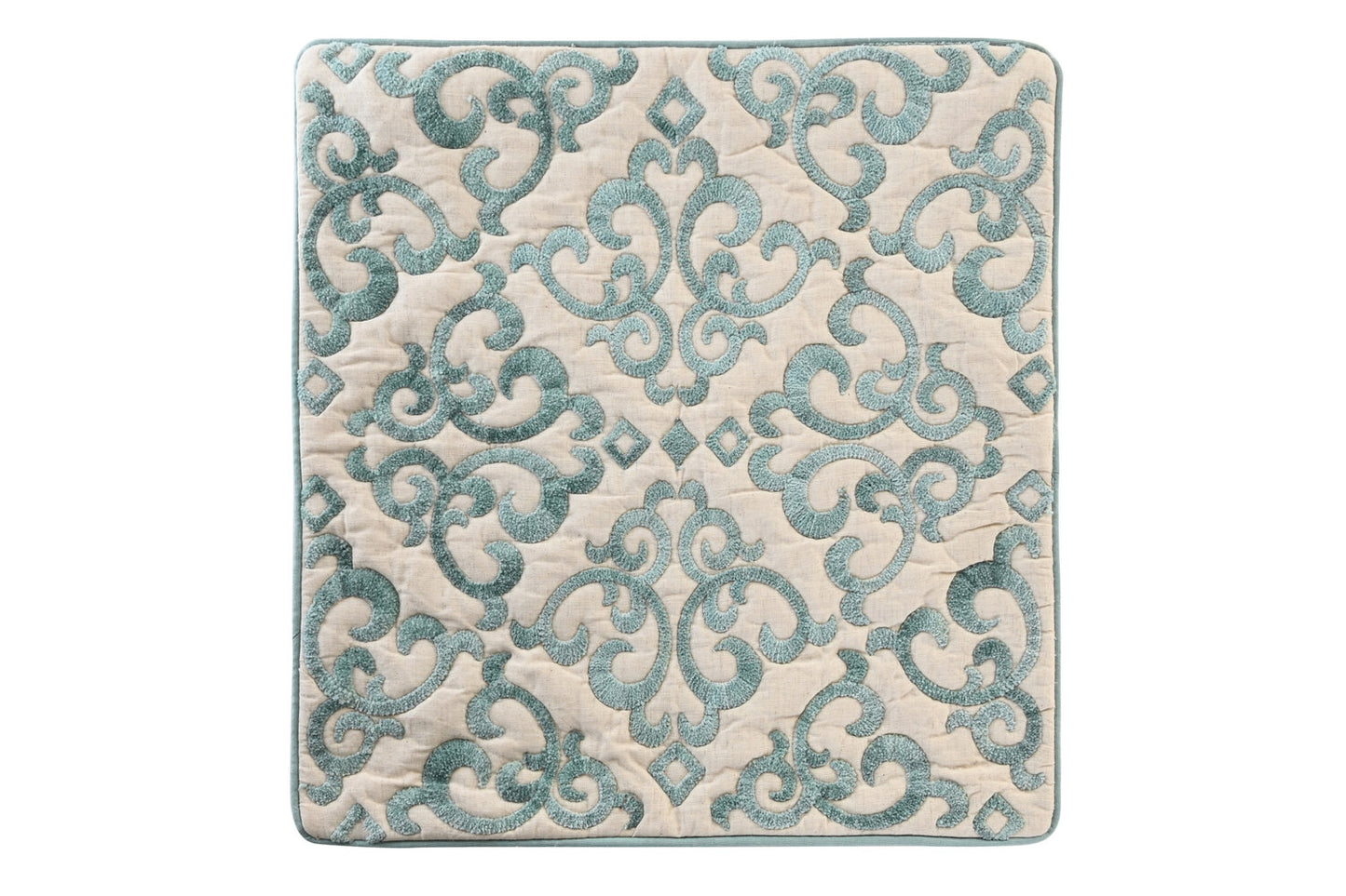 FUNDA COJIN ALGODON 50X1X50 BORDADO AZUL