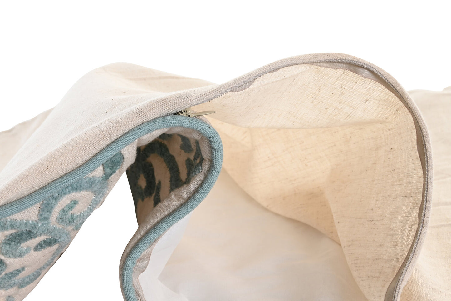 FUNDA COJIN ALGODON 60X1X40 BORDADO AZUL