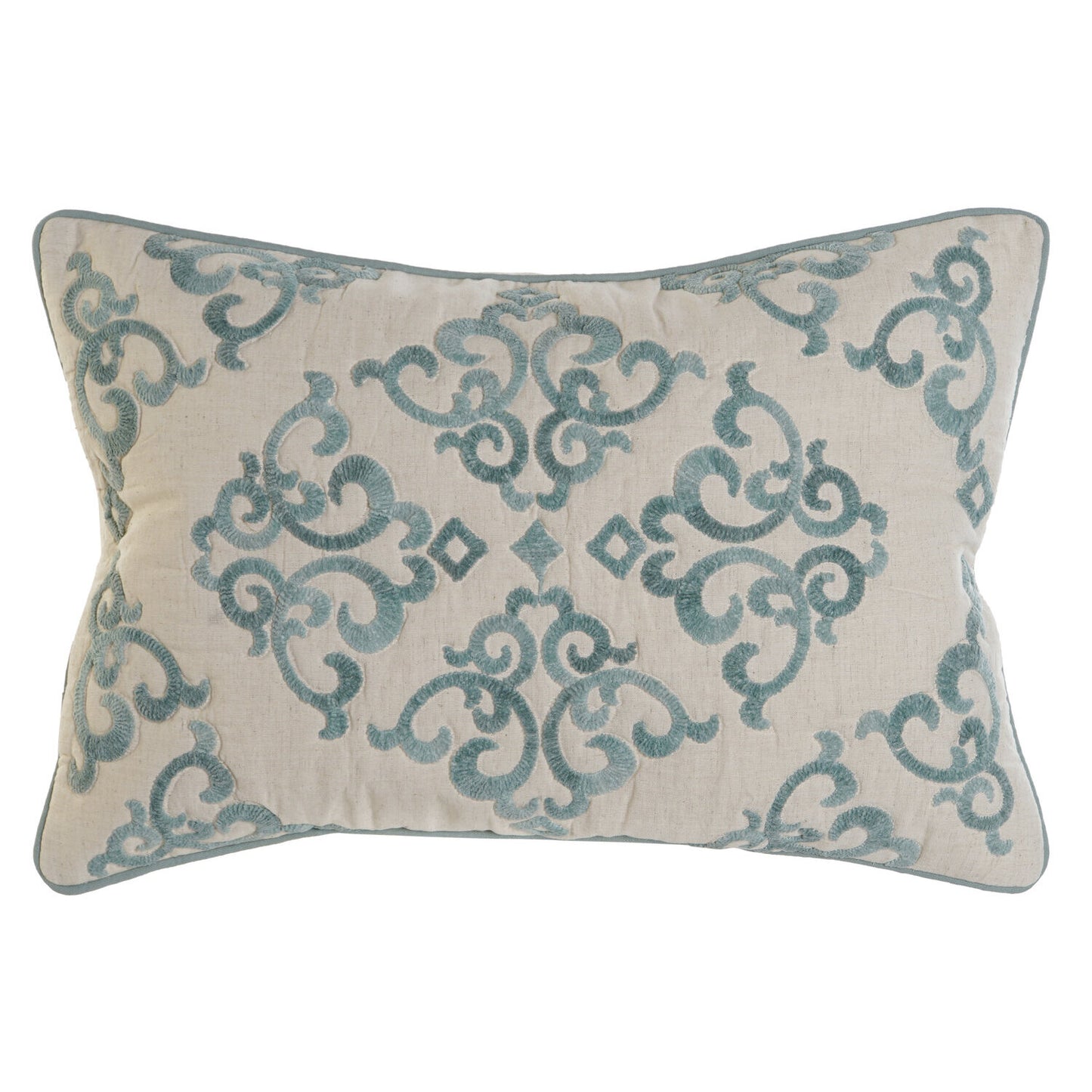 FUNDA COJIN ALGODON 60X1X40 BORDADO AZUL