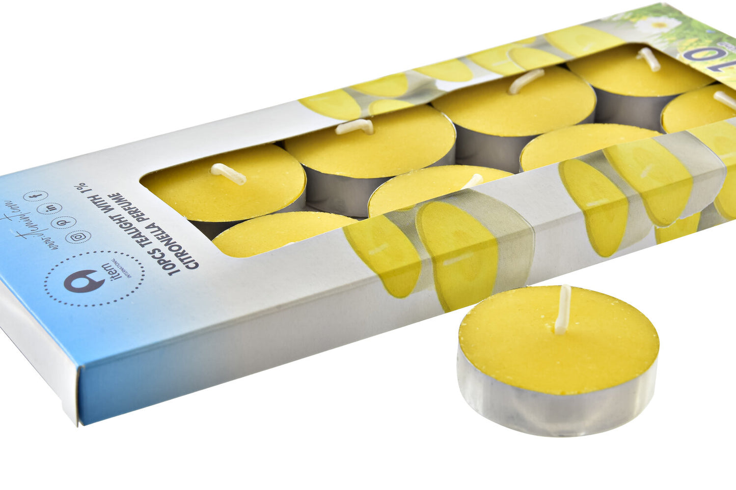 VELA SET 10 CERA METAL 4X4X1 ANTIMOSQUITO AMARILLO