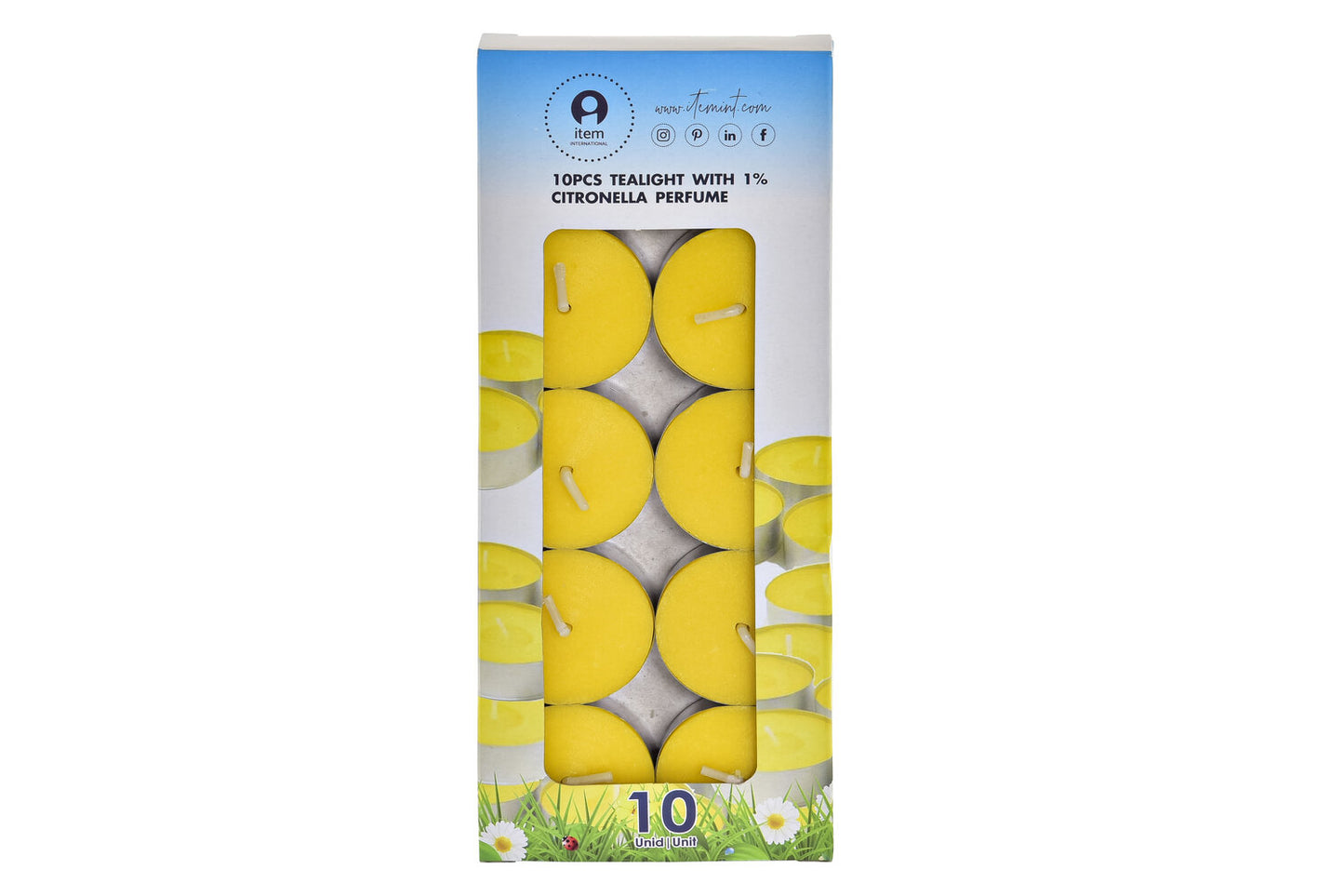 VELA SET 10 CERA METAL 4X4X1 ANTIMOSQUITO AMARILLO